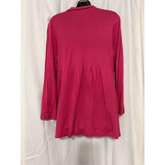 BEAUTIFUL J Jill Shirt Women's L Long Sleeve Button Front Top Collared Pink Tuni - Picture 2 of 4